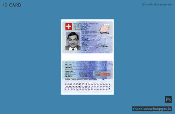 Beispielvorschau für einen Schweizer Personalausweis